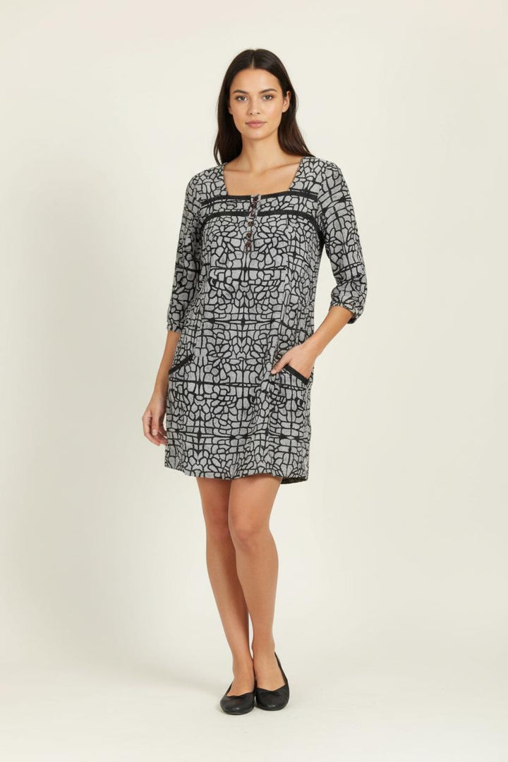 Robe grise à motifs - Taille S/36 de la marque Sud express | PARAD45185 - Vendu par Paradigme - Image 1