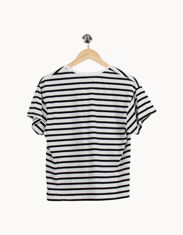T-shirt blanc et noir rayé - Taille XS/34 de la marque IKKS | PARAD45226 - Vendu par Paradigme - Image 4