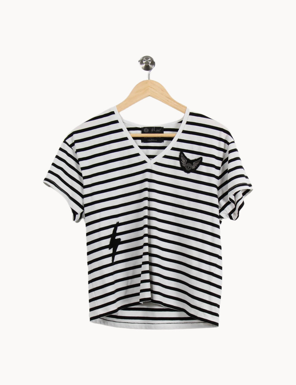 T-shirt blanc et noir rayé - Taille XS/34 de la marque IKKS | PARAD45226 - Vendu par Paradigme - Image 2