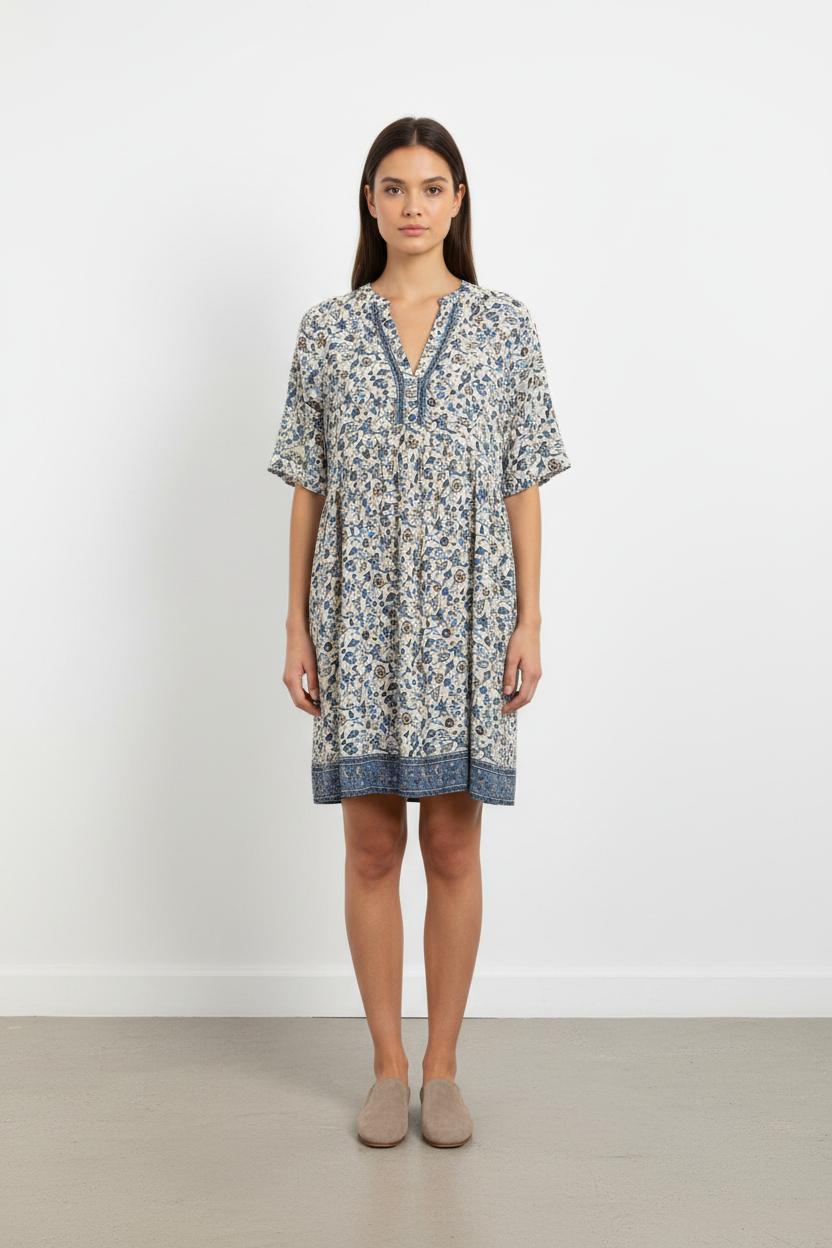 Robe Courte Blanche et Bleue - Taille S/36