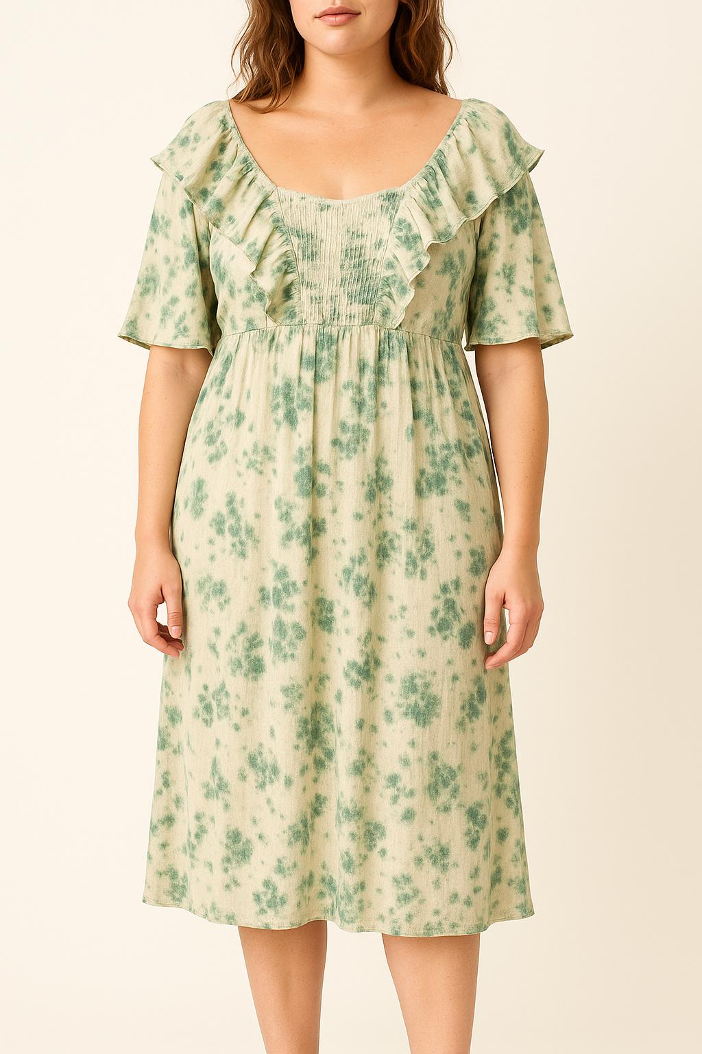 Robe Tie and Dye Verte et Blanche - Taille L/40 de la marque Ganni | PARAD45296 - Vendu par Paradigme - Image 1