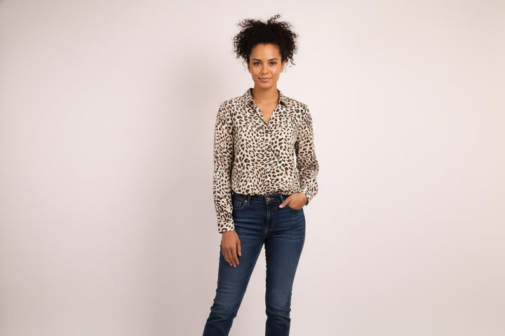 Blouse Léopard Beige et Noir - Taille S/36