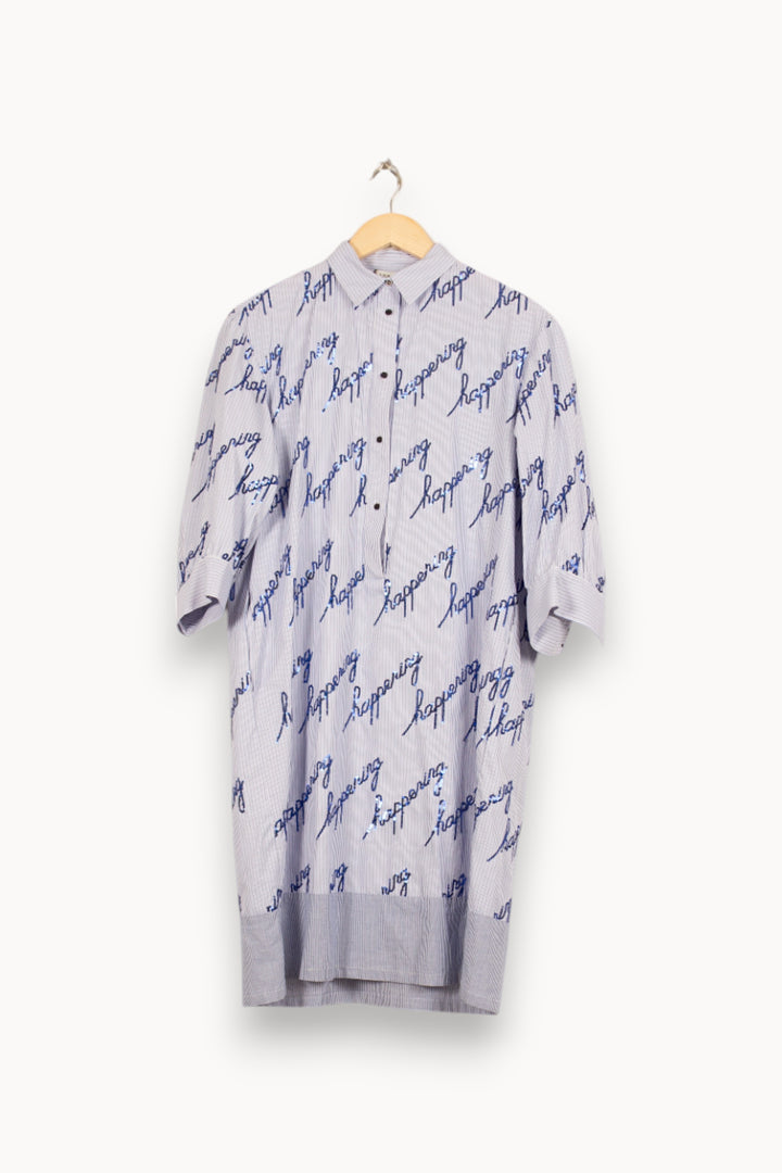 Robe Chemise Bleu et Blanc - Taille XS/34 de la marque Sandro | PARAD45318 - Vendu par Paradigme - Image 2