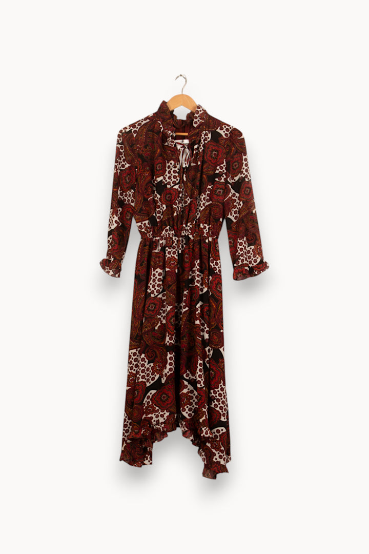 Robe Longue Bordeaux et Marron - Taille L/40 de la marque Claudie Pierlot | PARAD45319 - Vendu par Paradigme - Image 4