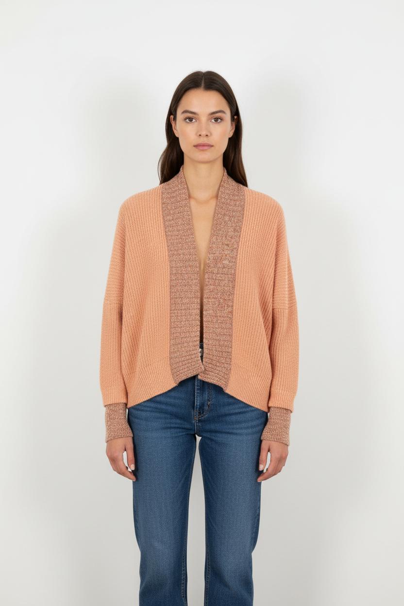 Cardigan Rose et Beige - Taille L/40