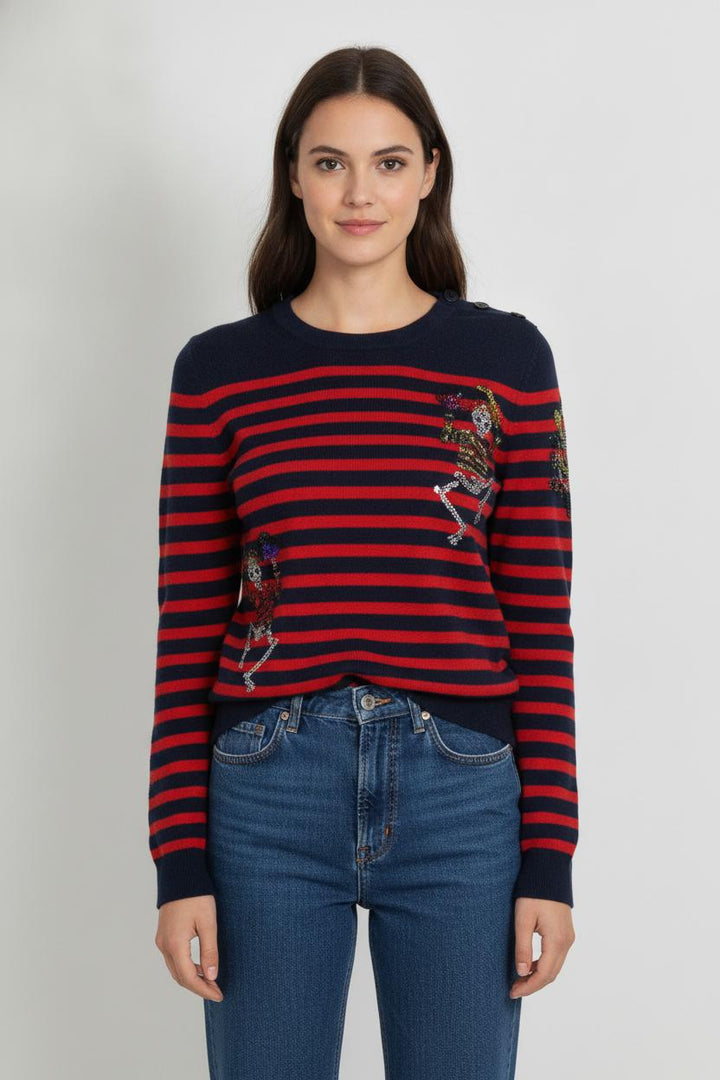 Pull Rayé Bleu Marine et Rouge - Taille L/40 de la marque Zadig&Voltaire | PARAD45332 - Vendu par Paradigme - Image 1