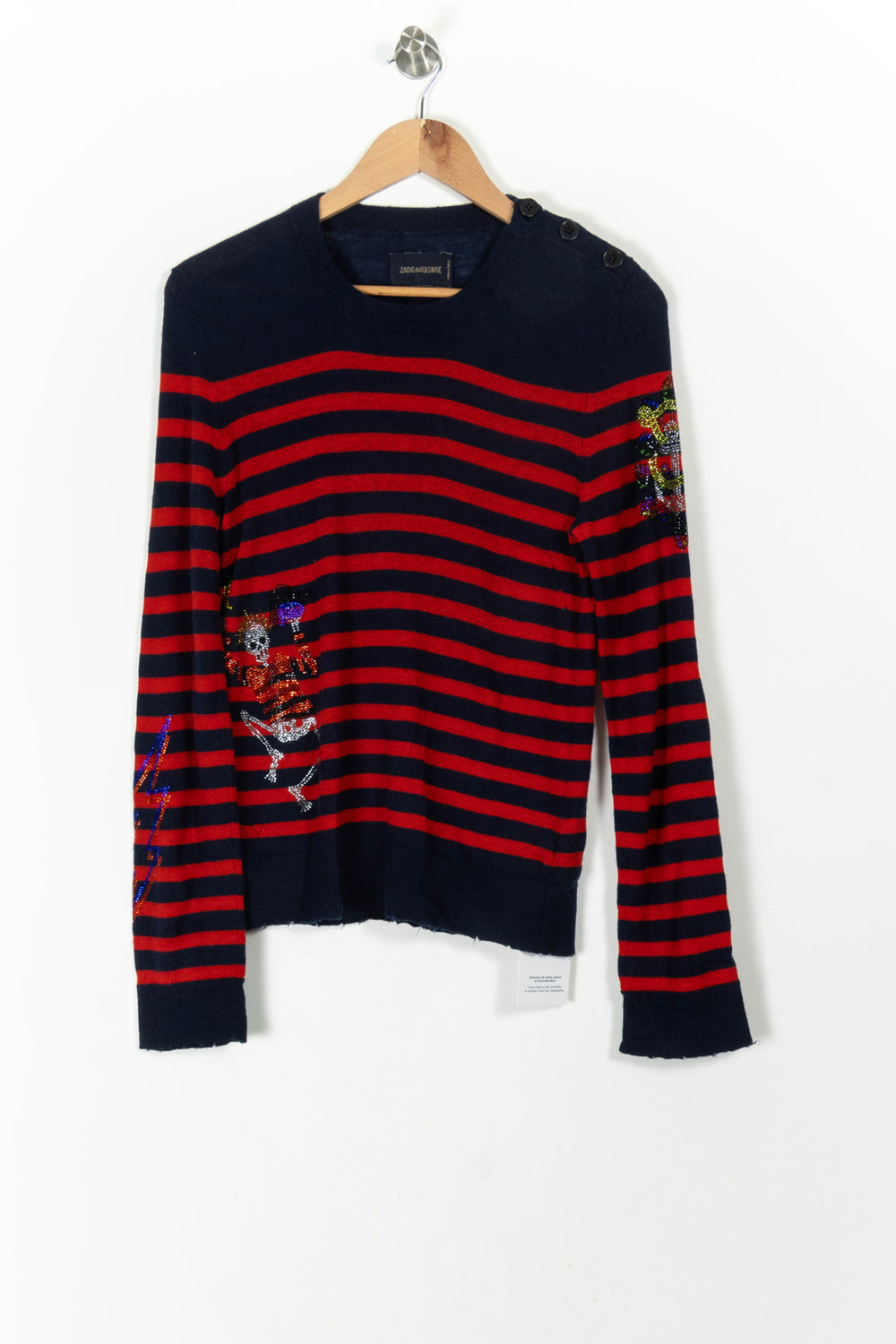 Pull Rayé Bleu Marine et Rouge - Taille L/40 de la marque Zadig&Voltaire | PARAD45332 - Vendu par Paradigme - Image 2