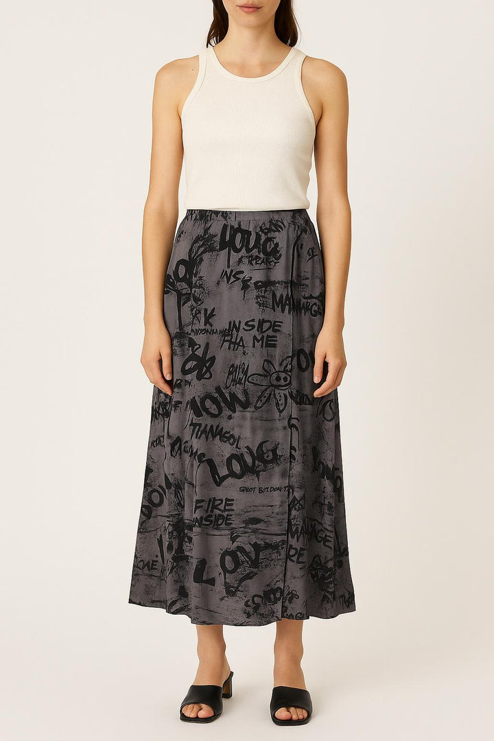 Jupe Longue Grise et Noire - Taille S/36 de la marque Notshy Cashmere | PARAD45334 - Vendu par Paradigme - Image 1