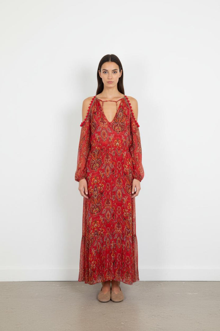 Robe Longue Rouge et Orange - Taille M/38