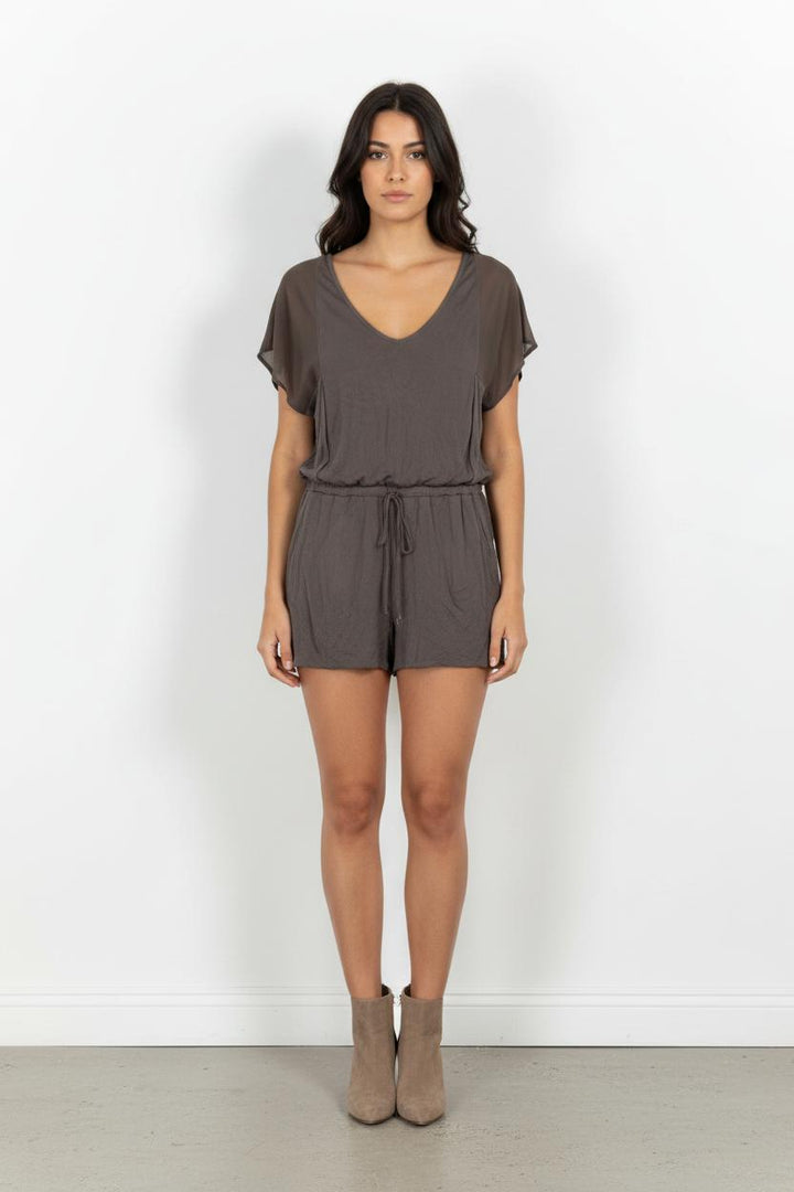 Combishort marron/gris - Taille S/36 de la marque American Vintage | PARAD45360 - Vendu par Paradigme - Image 1