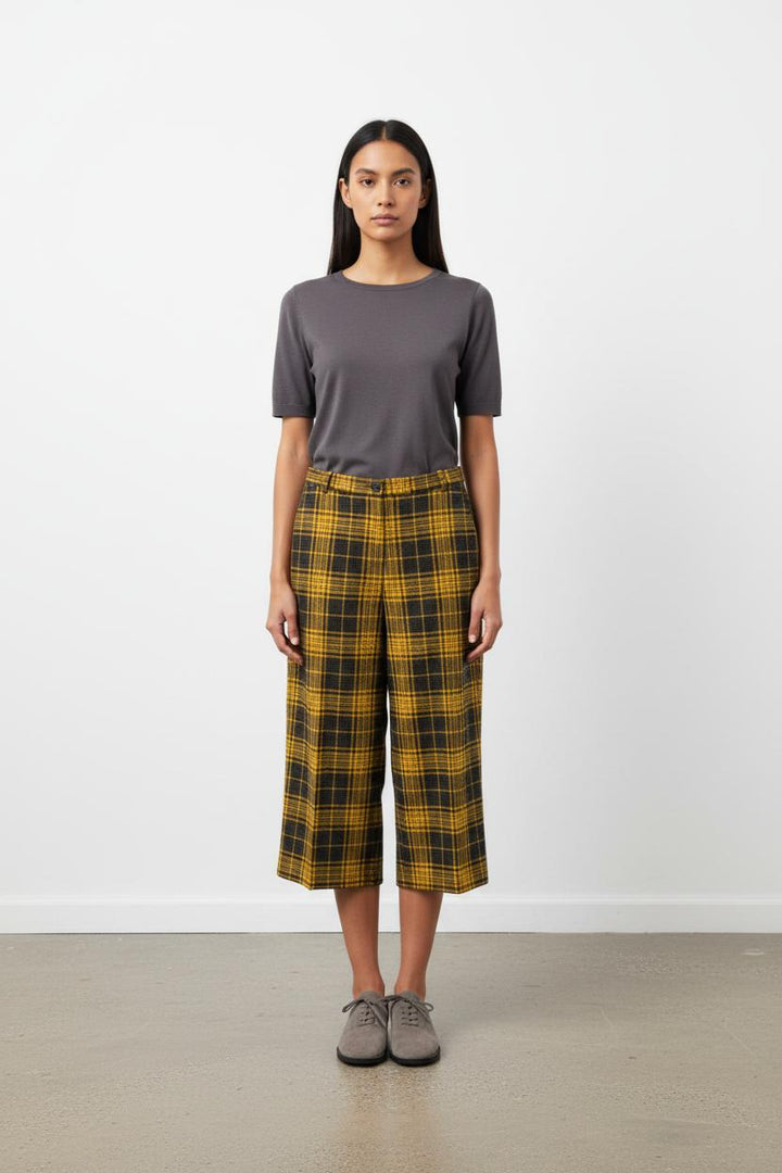Pantalon jaune à carreaux - Taille S/36