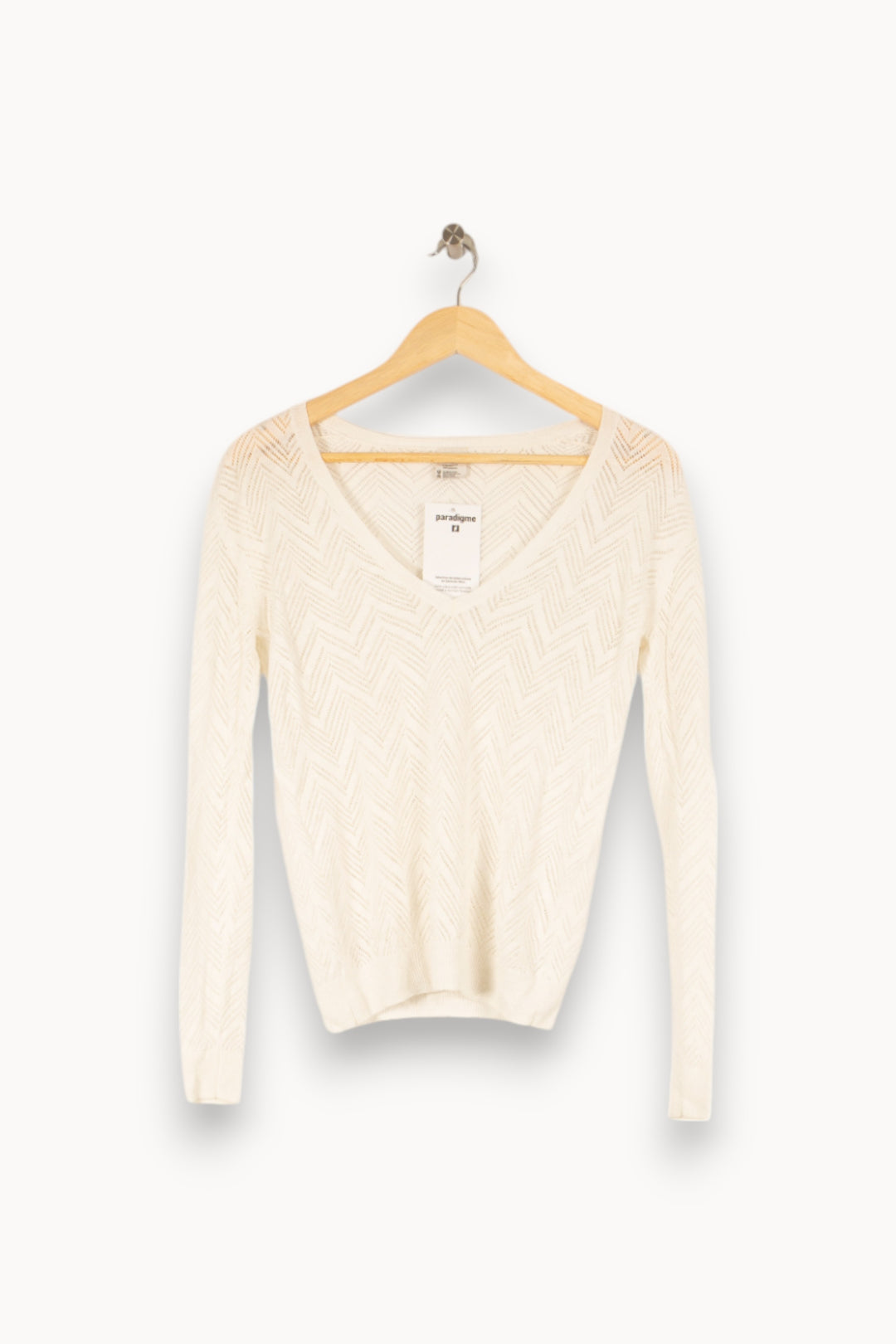 Pull en maille blanc - Taille S/36 de la marque American Vintage | PARAD45459 - Vendu par Paradigme - Image 1