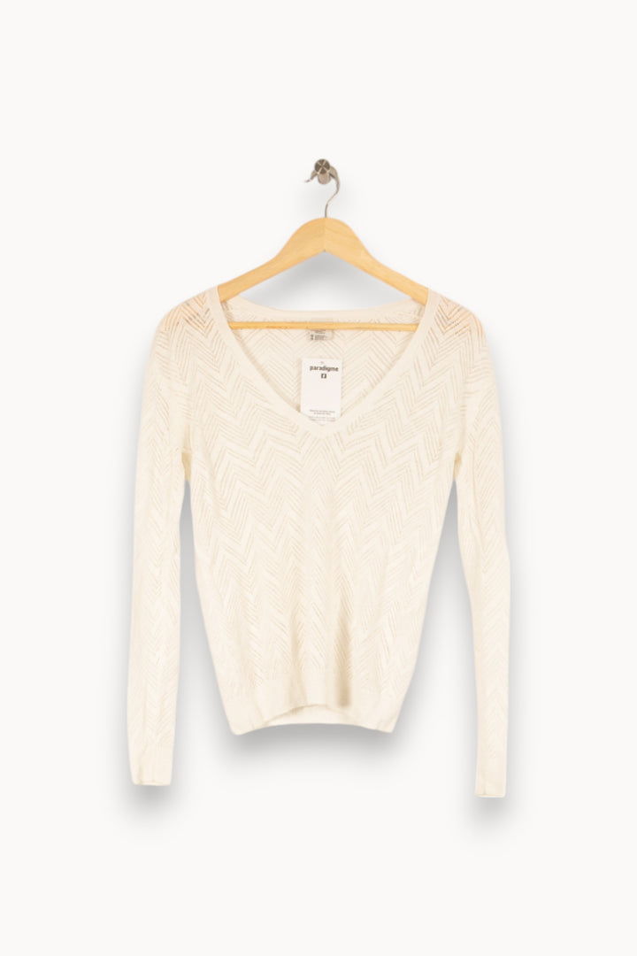 Pull en maille blanc - Taille S/36 de la marque American Vintage | PARAD45459 - Vendu par Paradigme - Image 1
