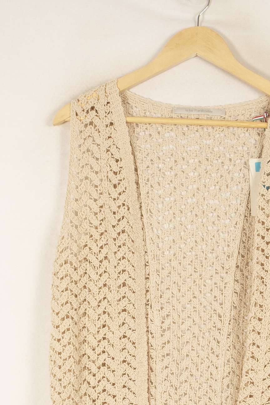 Gilet en maille beige - Taille S/36 de la marque La Fée Maraboutée | PARAD45460 - Vendu par Paradigme - Image 2