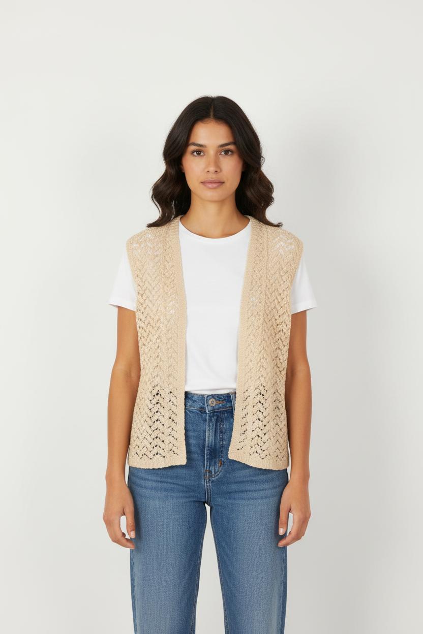 Gilet en maille beige - Taille S/36
