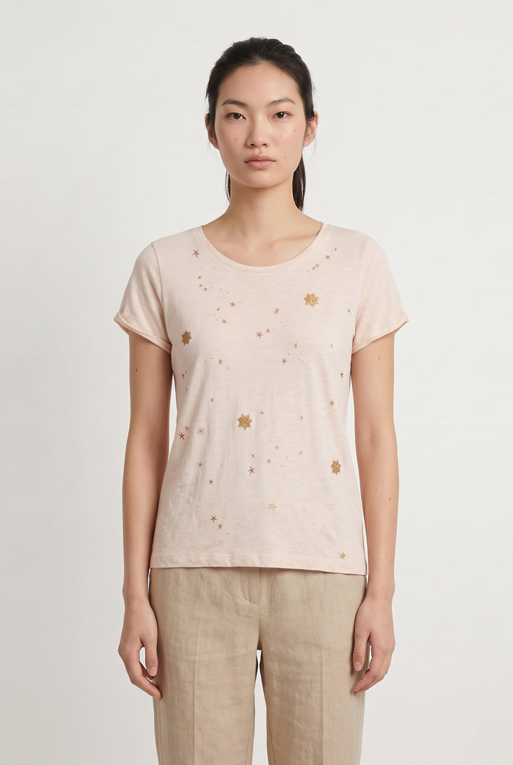 T-shirt rose à motifs - Taille S/36 de la marque Des petits hauts | PARAD45510 - Vendu par Paradigme - Image 1