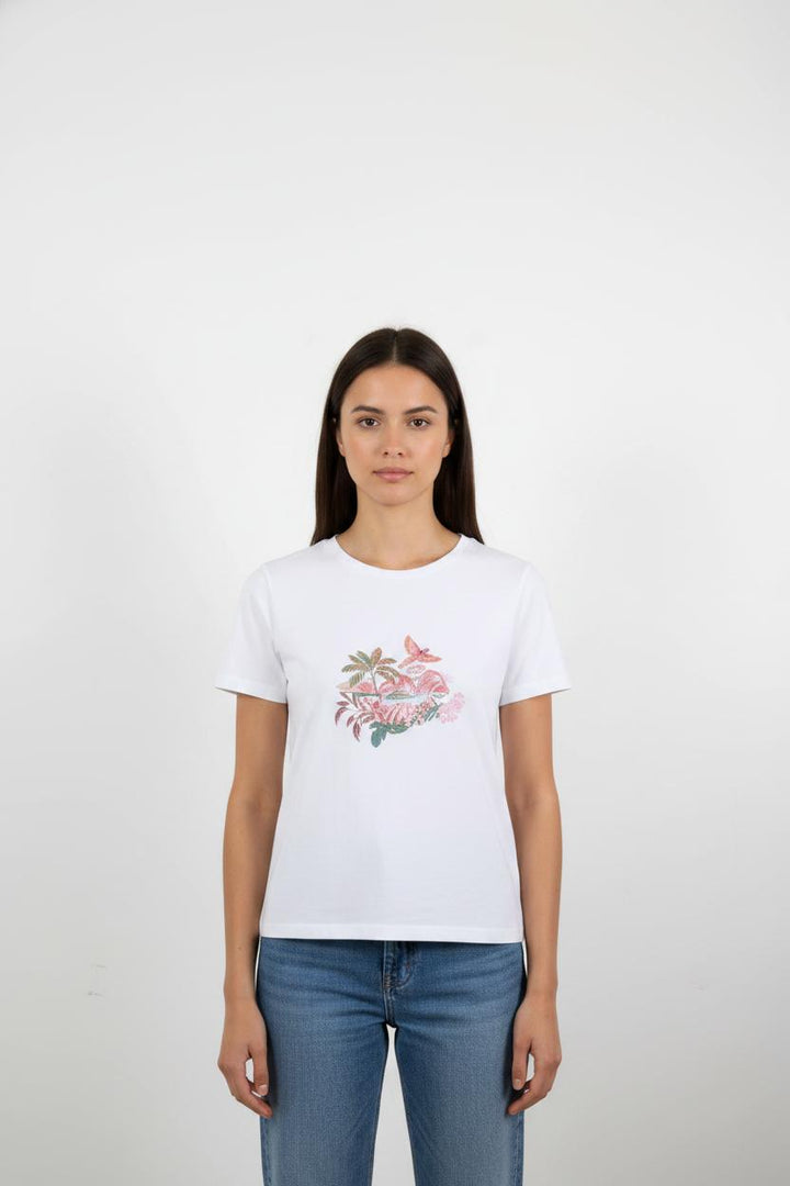 T-shirt blanc avec motif - Taille S/36