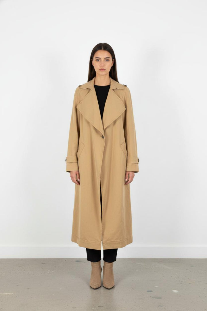 Manteau long beige - Taille M/38