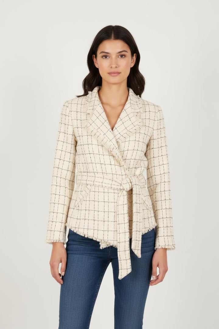 Veste blanche à motifs à carreaux - Taille XS/34
