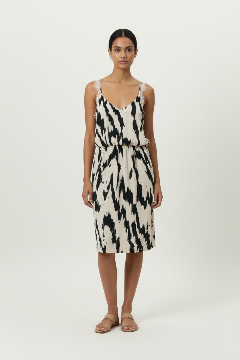 Robe midi à motifs de couleurs vert et noir - Taille S/36 de la marque Samsoe Samsoe | PARAD45634 - Vendu par Paradigme - Image 1