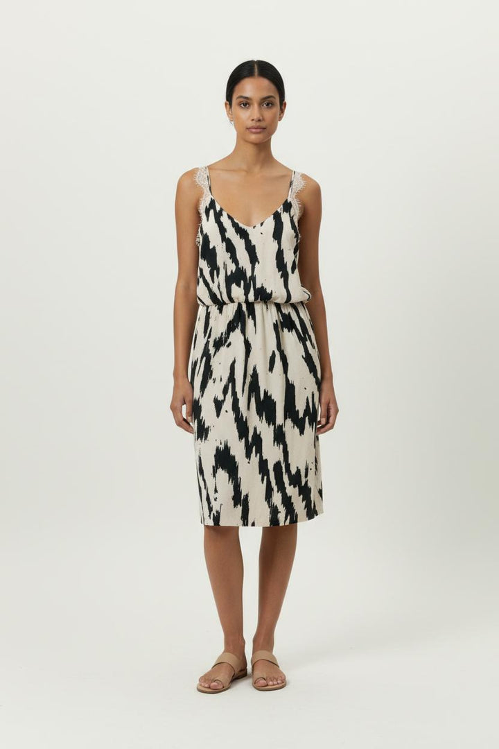 Robe midi à motifs de couleurs vert et noir - Taille S/36 de la marque Samsoe Samsoe | PARAD45634 - Vendu par Paradigme - Image 1