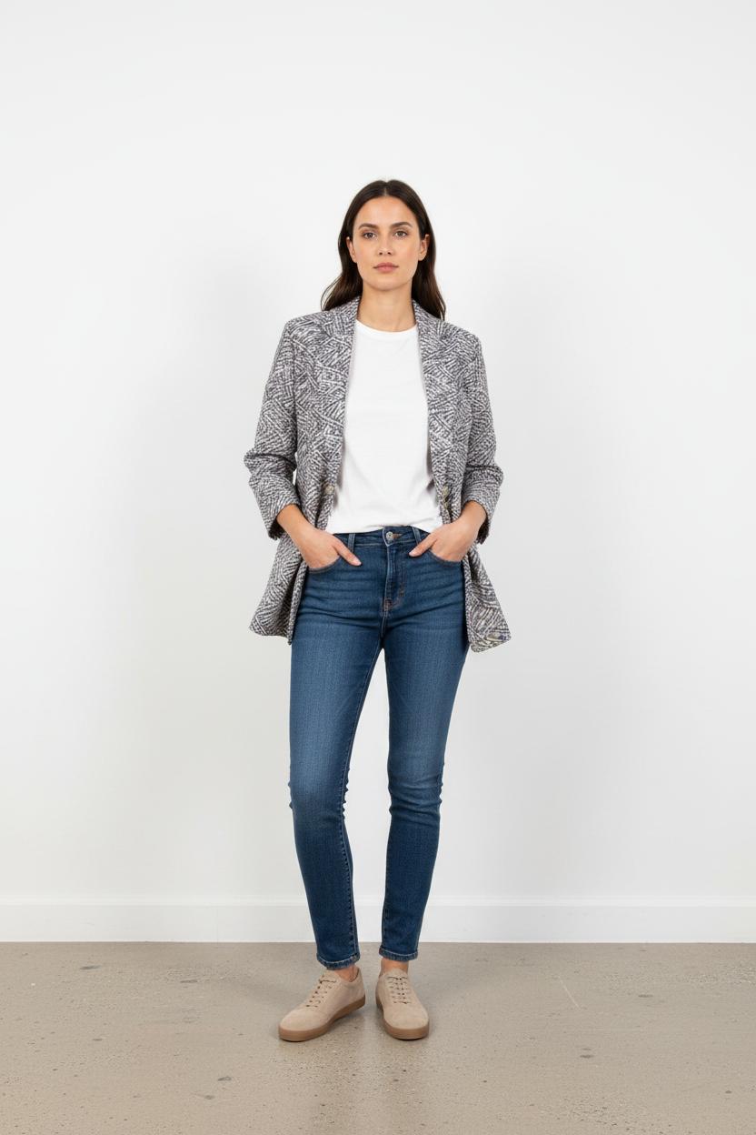 Manteau bleu et blanc - Taille M/38