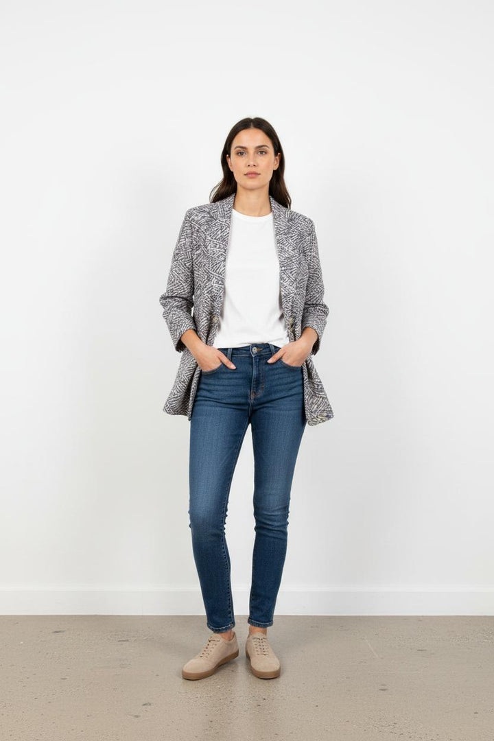 Manteau bleu et blanc - Taille M/38