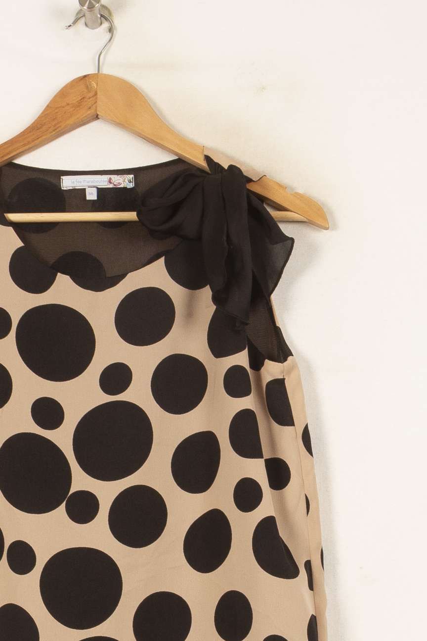 Robe Sans Manches Beige et Noire - Taille M/38 de la marque La Fée Maraboutée | PARAD45662 - Vendu par Paradigme - Image 3