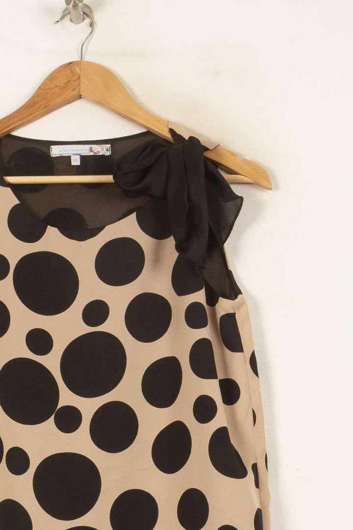 Robe Sans Manches Beige et Noire - Taille M/38 de la marque La Fée Maraboutée | PARAD45662 - Vendu par Paradigme - Image 3
