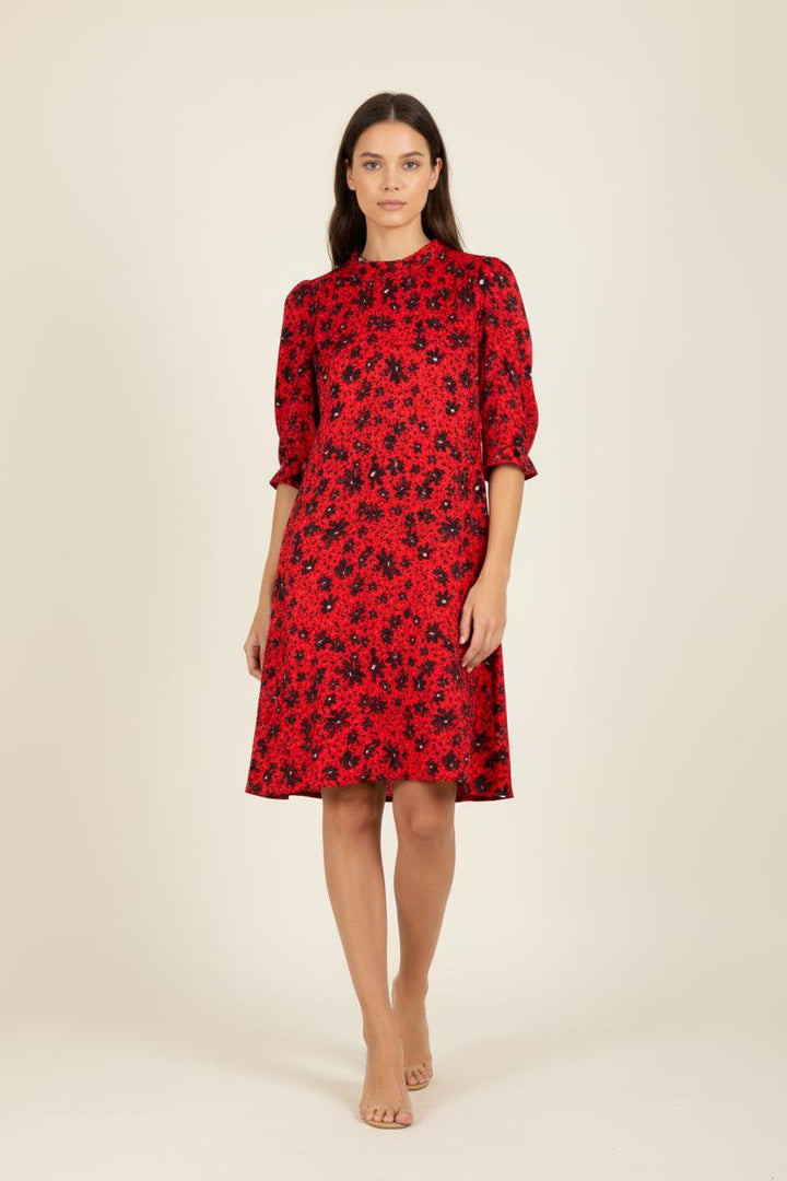 Robe Fleurie Rouge et Noire - Taille L/40