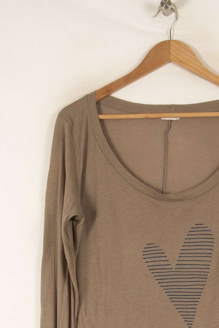 T-shirt manches longues marron - Taille L/40 de la marque American Vintage | PARAD45848 - Vendu par Paradigme - Image 2