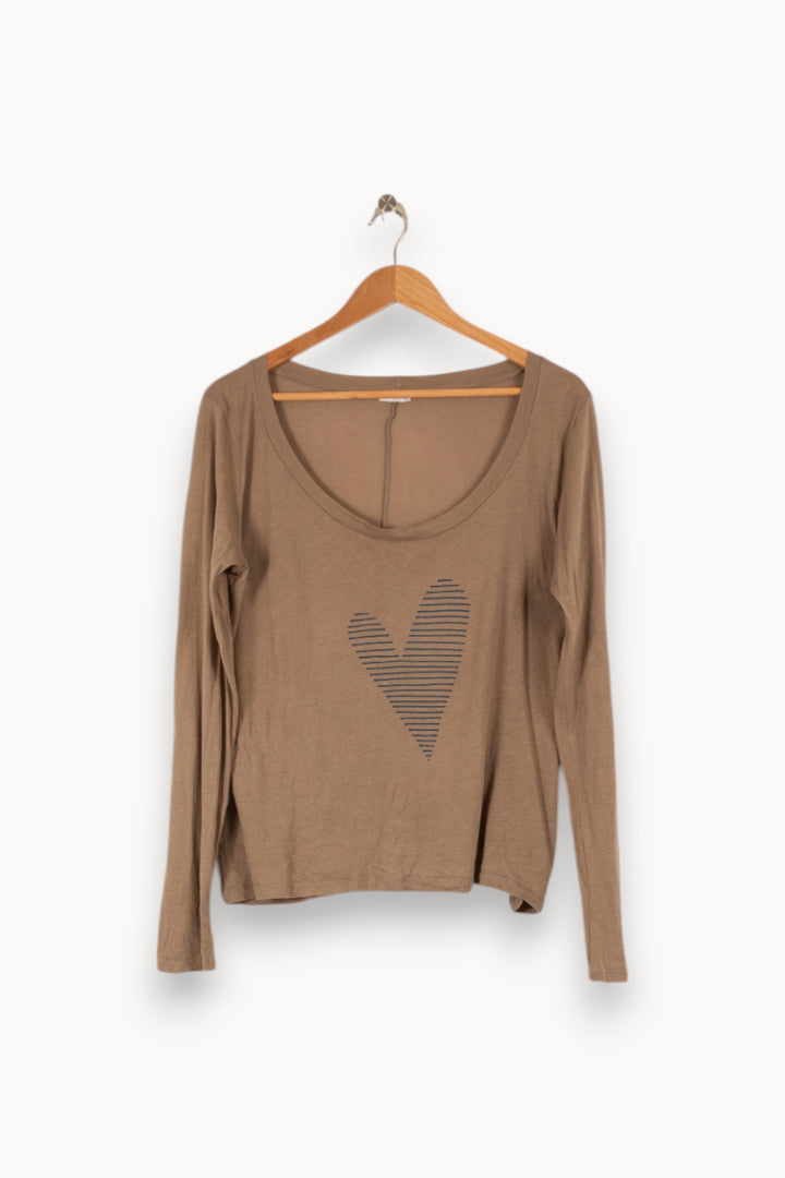 T-shirt manches longues marron - Taille L/40 de la marque American Vintage | PARAD45848 - Vendu par Paradigme - Image 1