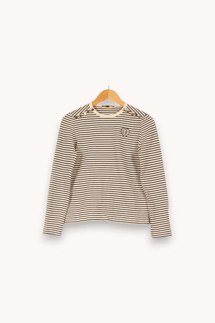 Marinière blanche et noire - Taille S/36 de la marque Maje | PARAD45852 - Vendu par Paradigme - Image 1