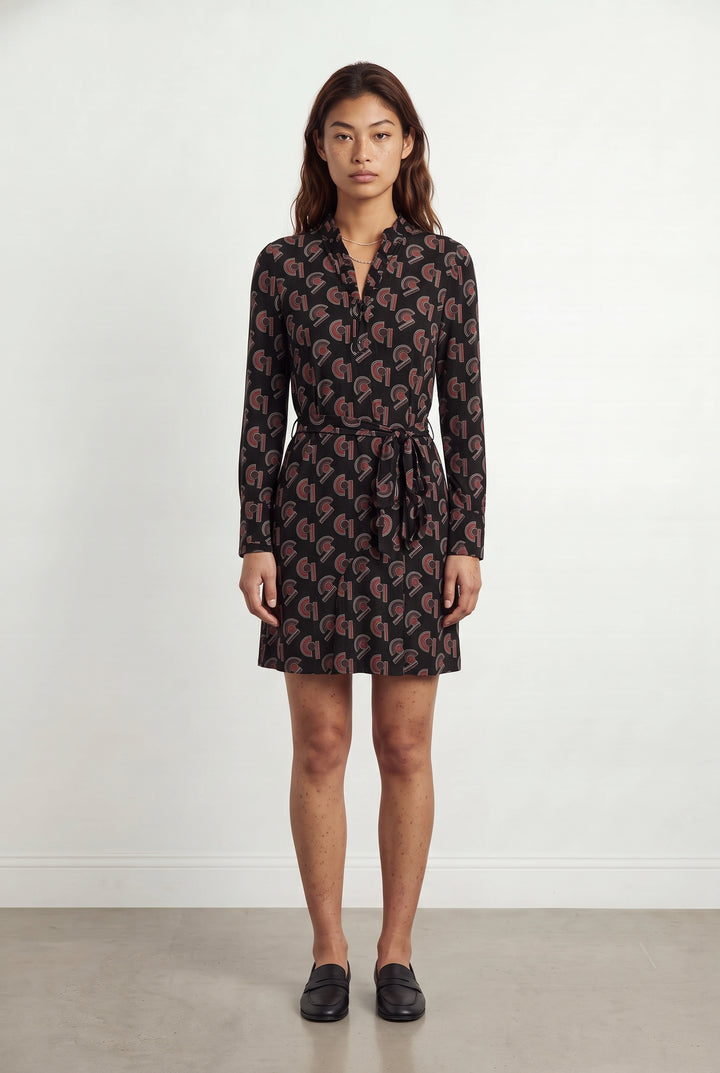 Robe Portefeuille Noire et Rouge - Taille S/36 de la marque Claudie Pierlot | PARAD45902 - Vendu par Paradigme - Image 1