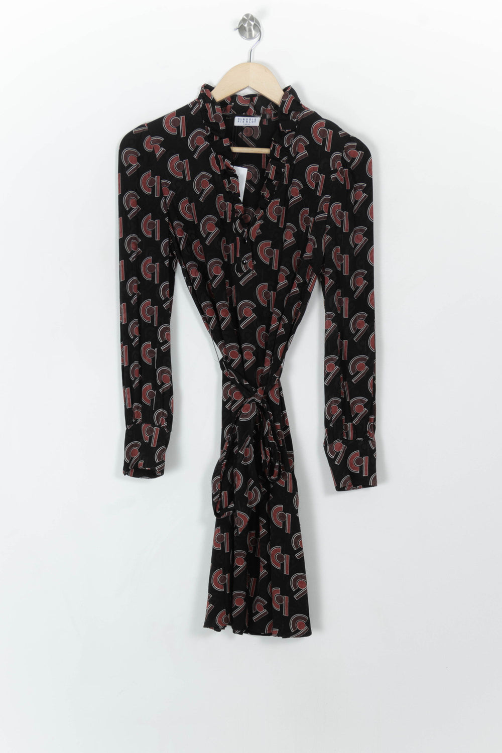 Robe Portefeuille Noire et Rouge - Taille S/36 de la marque Claudie Pierlot | PARAD45902 - Vendu par Paradigme - Image 2