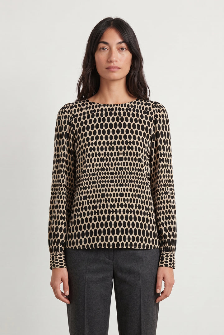 Blouse Noire et Beige - Taille M/38 de la marque Tara Jarmon | PARAD45903 - Vendu par Paradigme - Image 1