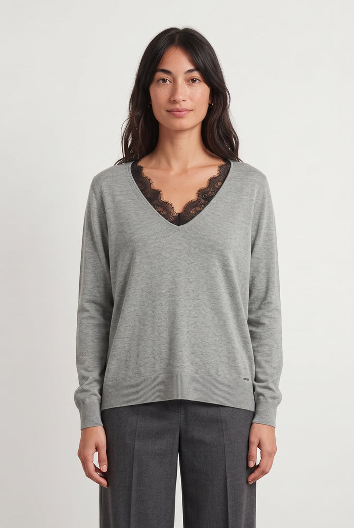 Pull Gris et Noir - Taille S/36 de la marque IKKS | PARAD45917 - Vendu par Paradigme - Image 1