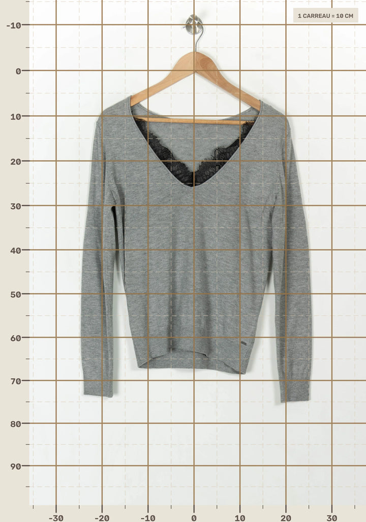 Pull Gris et Noir - Taille S/36 de la marque IKKS | PARAD45917 - Vendu par Paradigme - Image 4