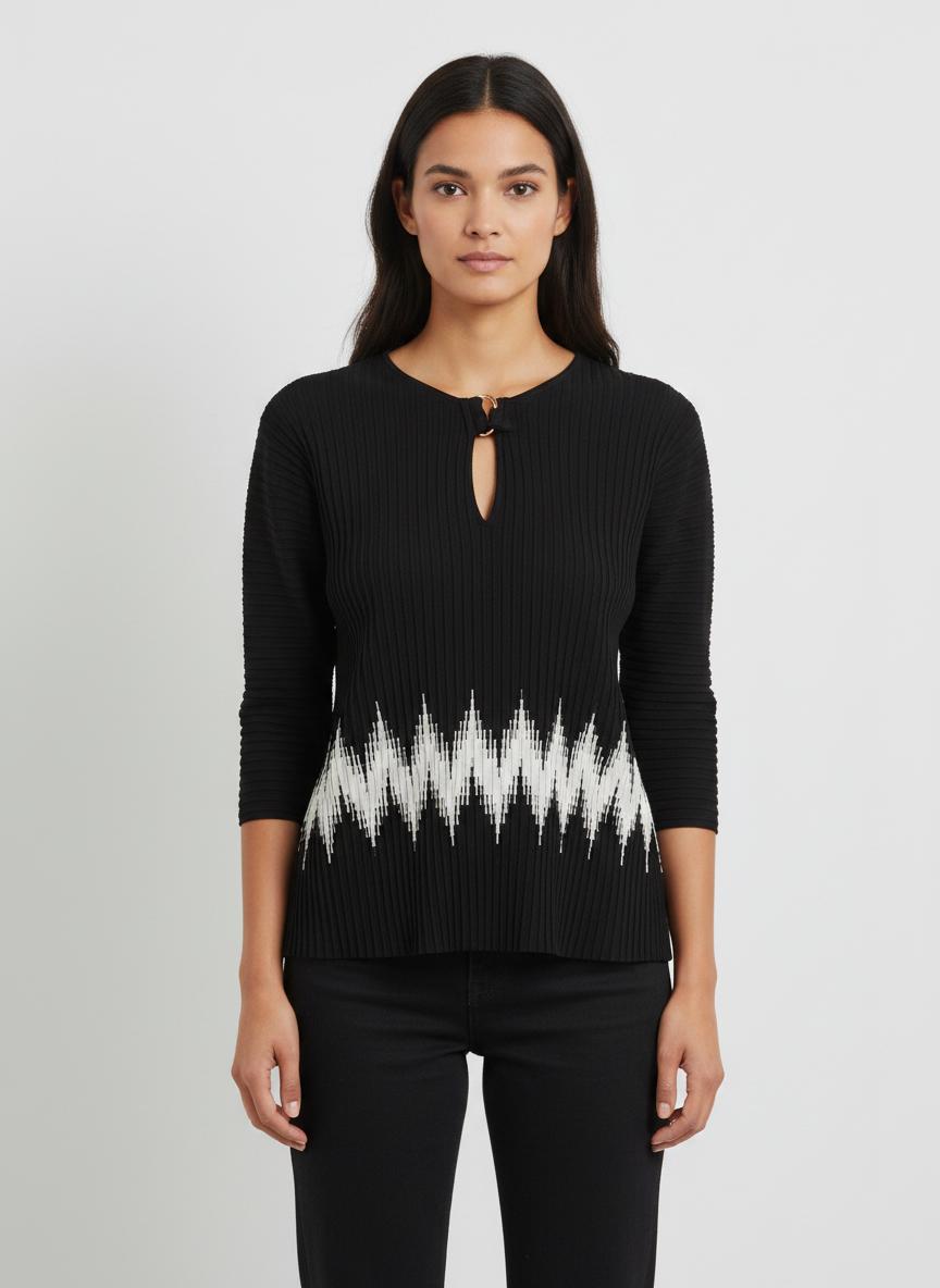 Blouse Noire et Blanche - Taille S/36