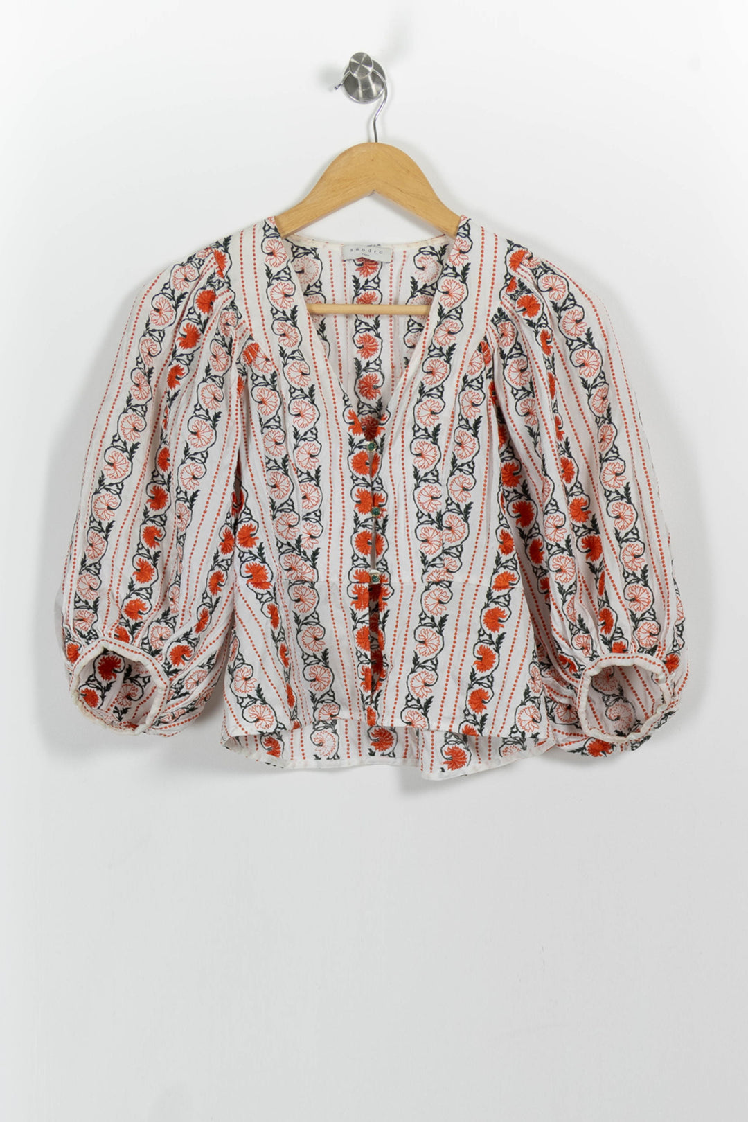 Blouse Blanche et Orange - Taille S/36 de la marque Sandro | PARAD46083 - Vendu par Paradigme - Image 2