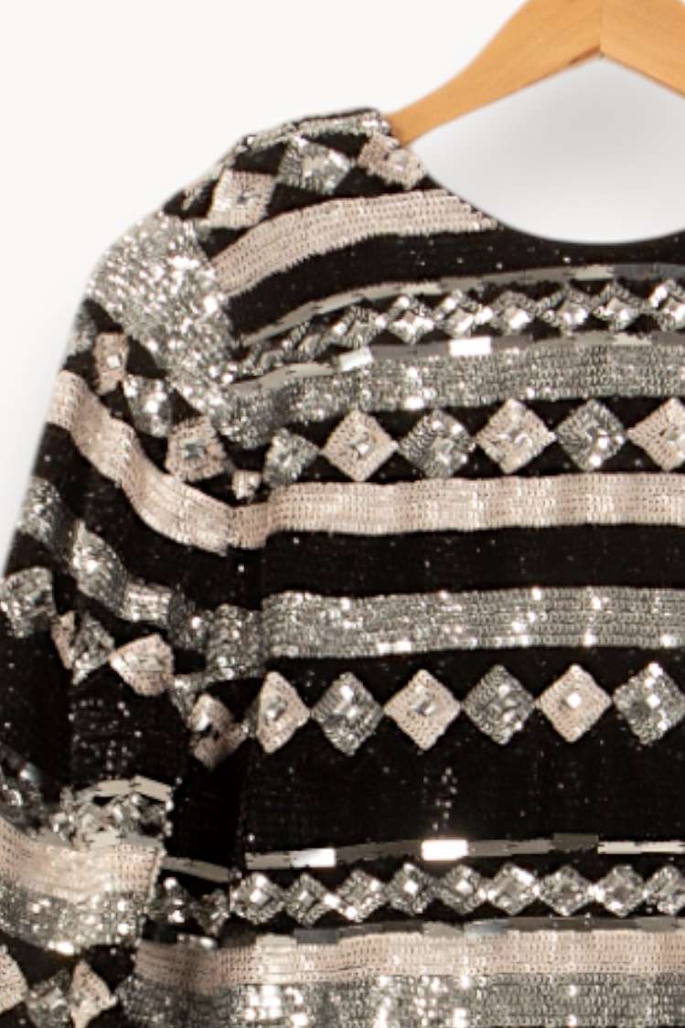 Robe Droite Noire et Argentée - Taille L/40 de la marque Maison Stella & Suzie | PARAD46096 - Vendu par Paradigme - Image 3