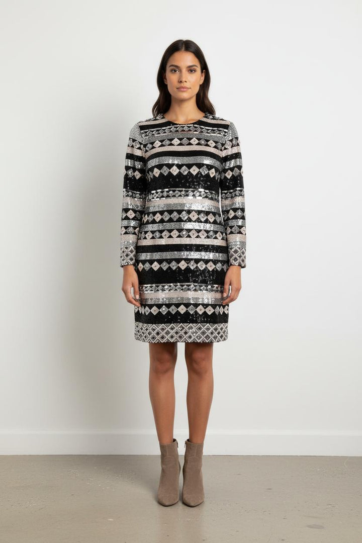 Robe Droite Noire et Argentée - Taille L/40