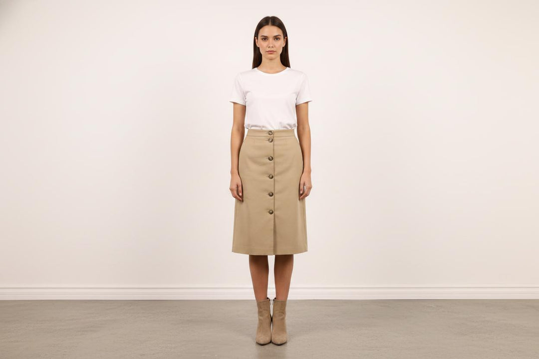 Jupe Boutonnée Beige - Taille S/36