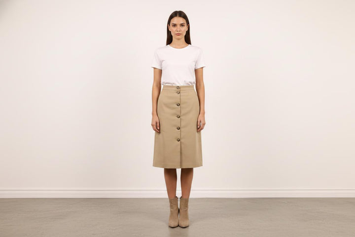 Jupe Boutonnée Beige - Taille S/36