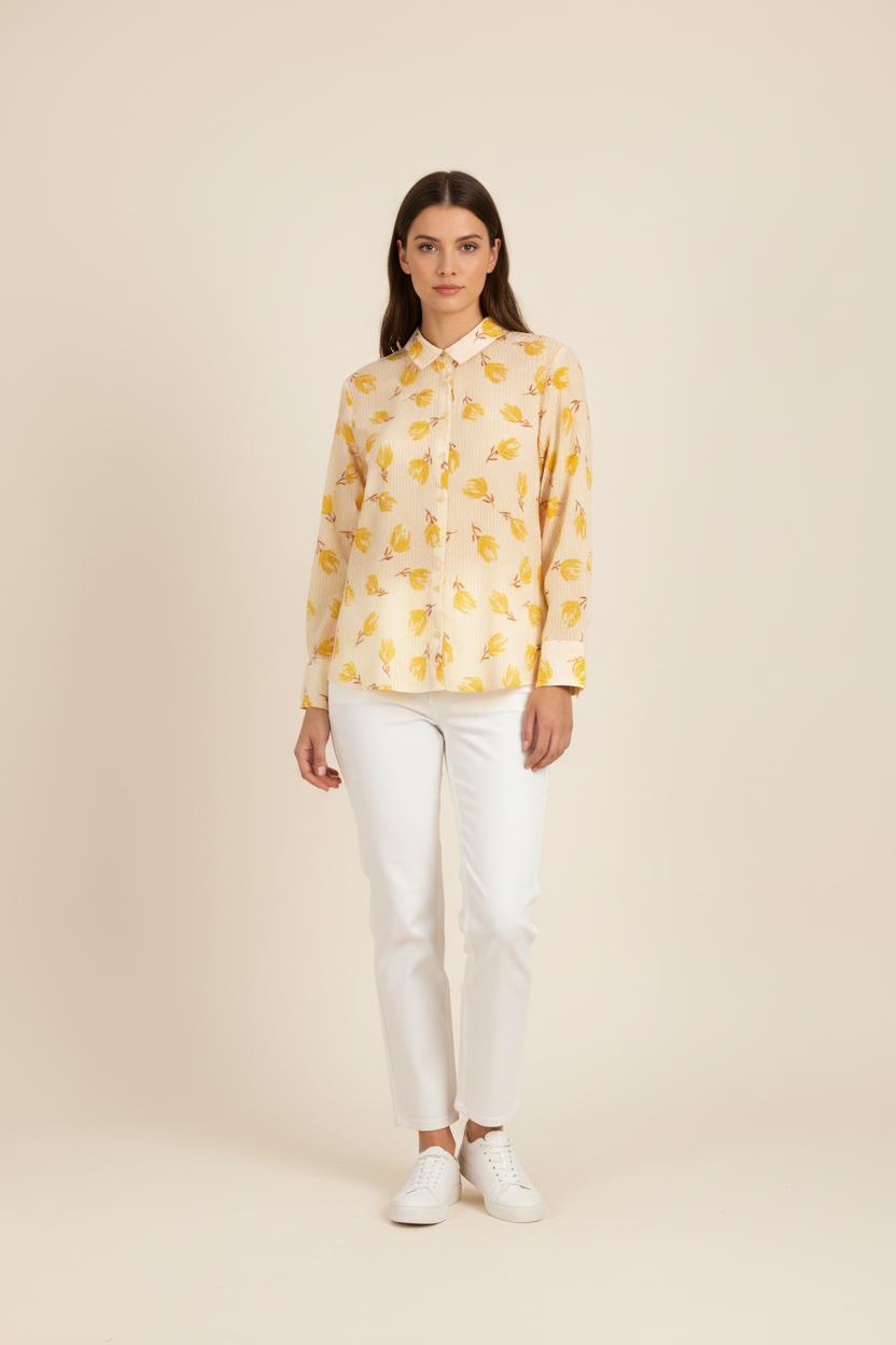Chemise Jaune et Blanche - Taille XL/42 de la marque Comptoir des Cotonniers | PARAD46123 - Vendu par Paradigme - Image 1