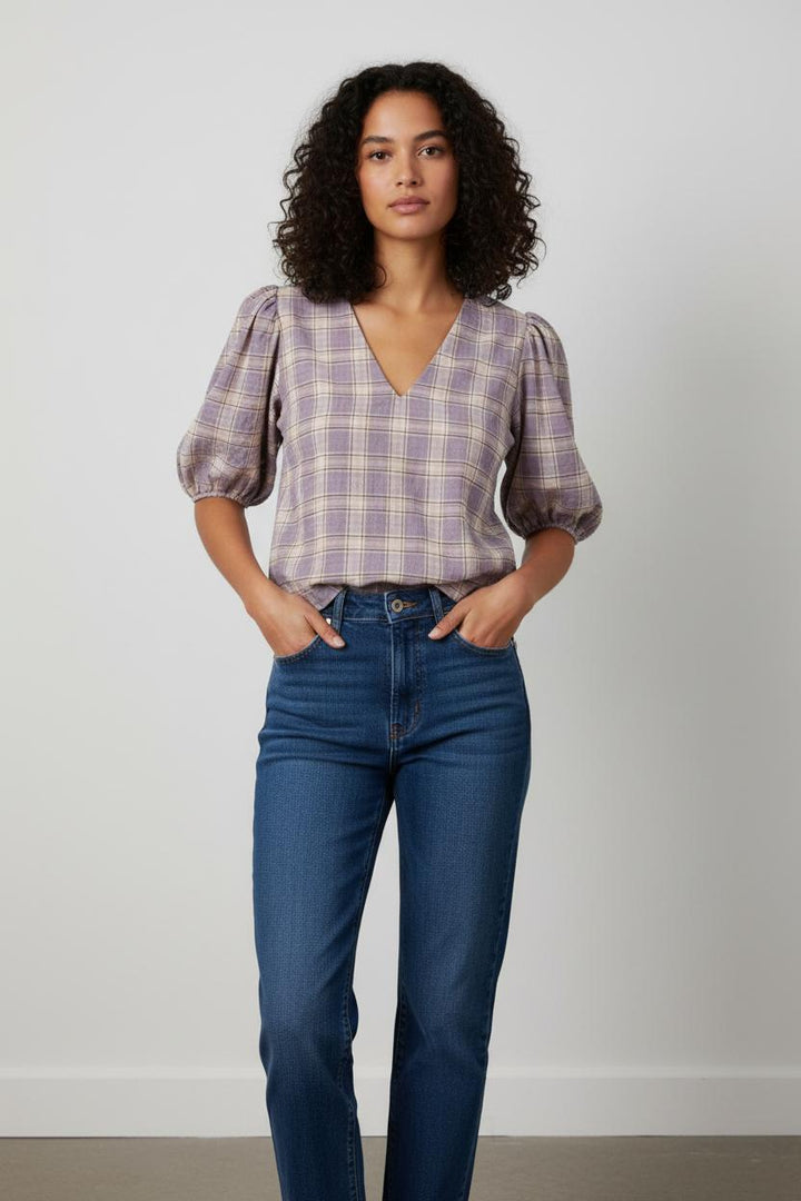 Blouse Violette et Beige - Taille XS/34