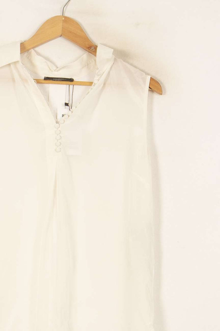Blouse Sans Manches Blanche - Taille M/38 de la marque Weekend Max Mara | PARAD46145 - Vendu par Paradigme - Image 3