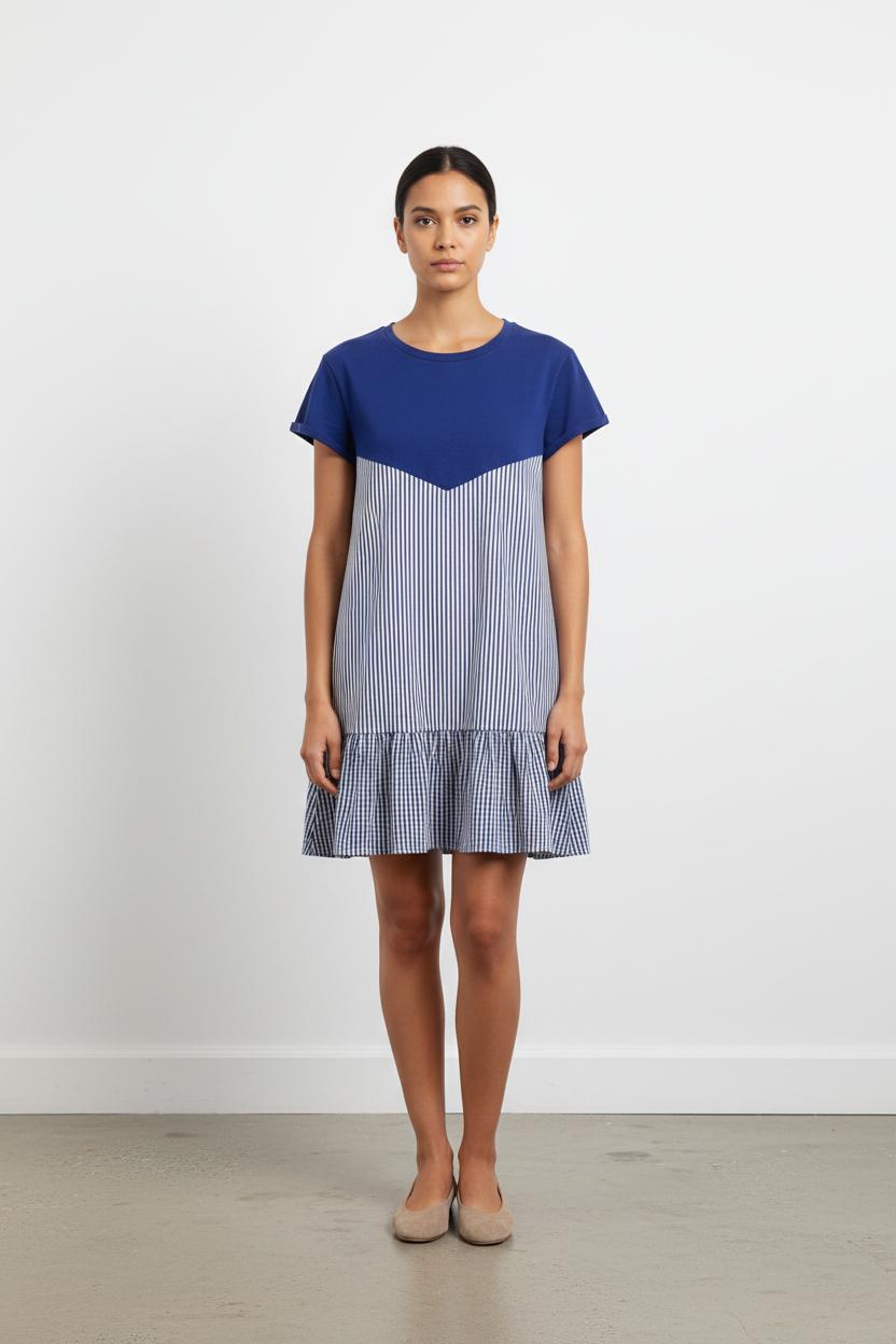 Robe Courte Bleu et Blanche - Taille L/40