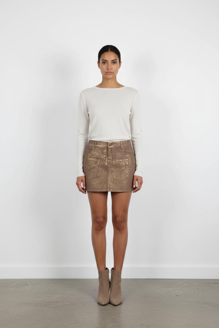 Jupe Courte Marron et Doré - Taille L/40