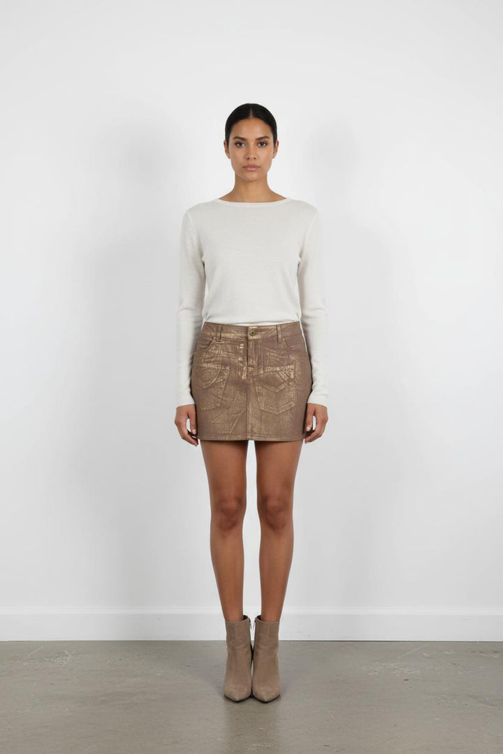 Jupe Courte Marron et Doré - Taille L/40